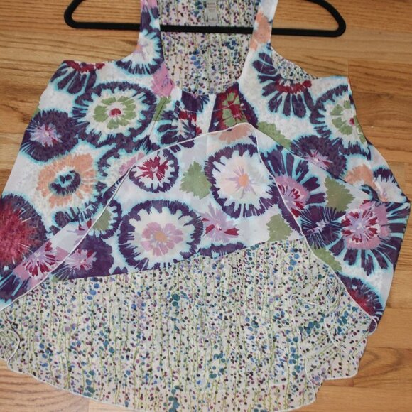 American Rag Abstract Floral Racer Back Tank Layered Top - Picture 12 of 15